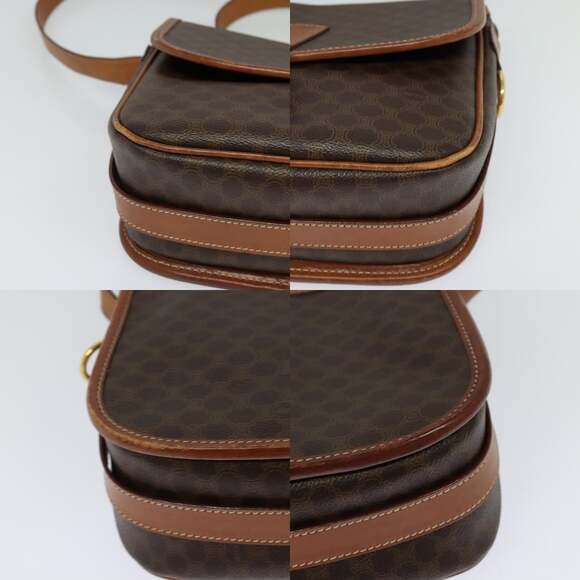 CELINE Macadam Canvas Shoulder Bag Pvc Leather Brown Gold - Picture 10 of 13